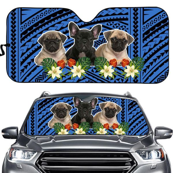 

shade polynesian traditional tribal funny pug dog design auto accessories universal car windshield covers uv protect foldable sunshade