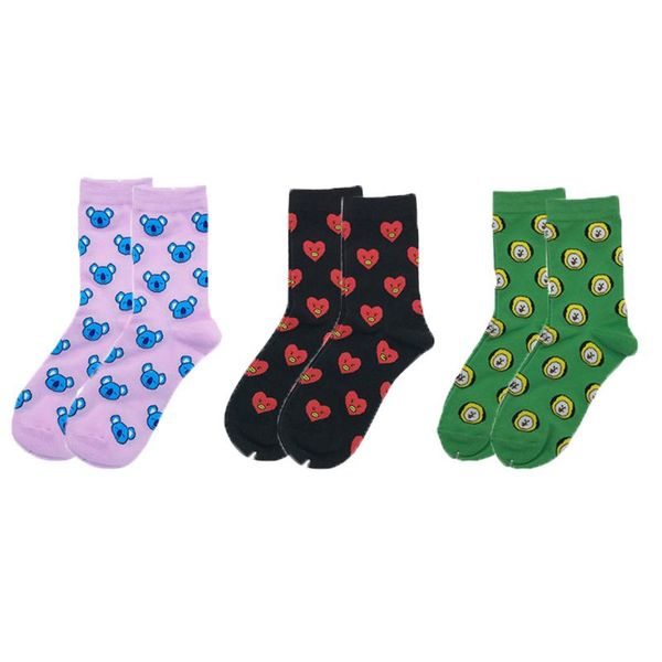 

socks & hosiery cotton funny women's cartoon sloth heart crew sock for girl, Black;white