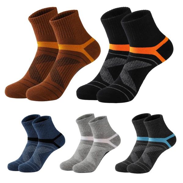

men's socks 5pairs / lot combed cotton casual breathable active man patchwork crew sock, Black