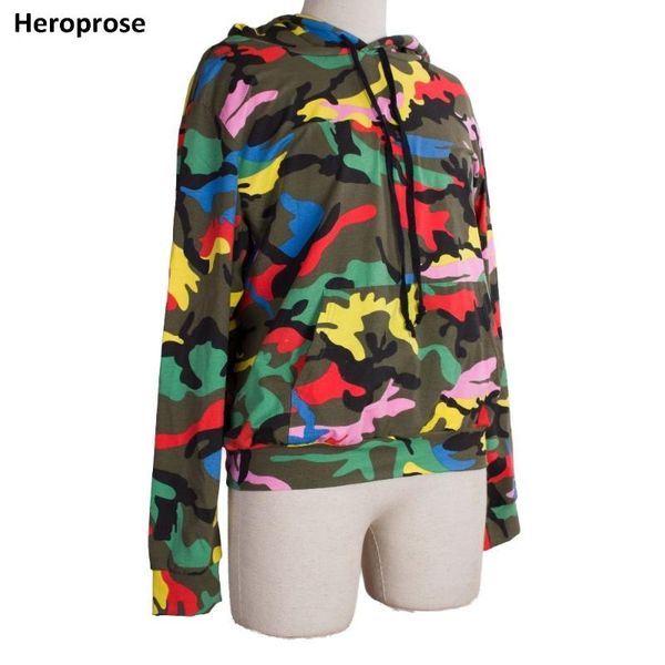 

women's jackets heroprose 2021 sping autumn women hip hop casual outwear with a hood jazz dance stage female loose camouflage pullover, Black;brown
