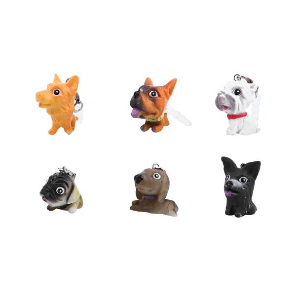 

cell phone anti-dust gadgets 1 set 6 pcs 3.5mm universal dust plugs dog pendants (random color)