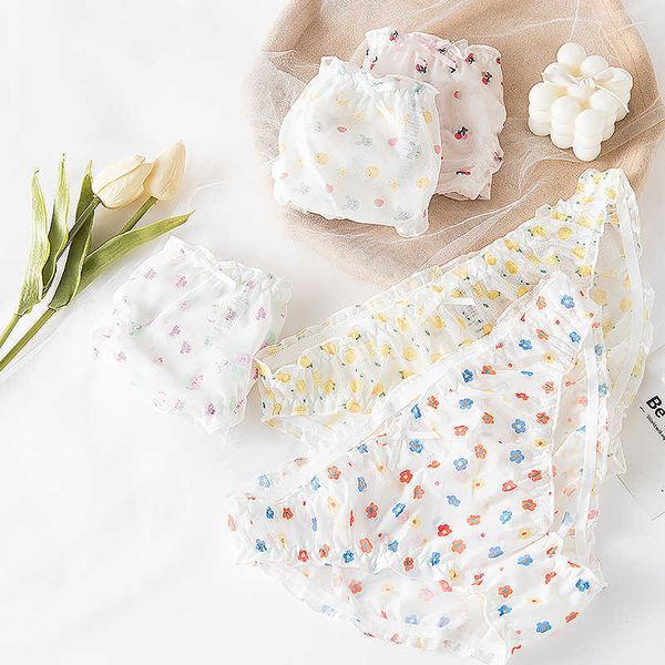 

briefs panties girl's sweet and breathable strawberry mesh, Black;white