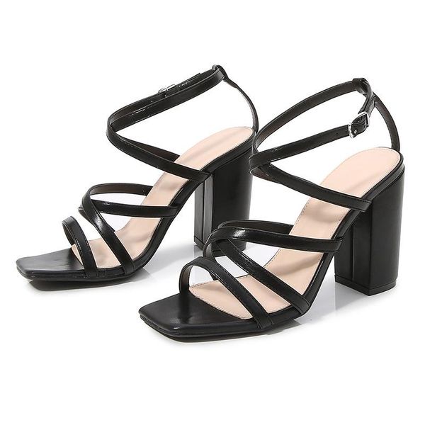 

sandals comfort shoes for women 2021 large size summer heels suit female beige med espadrilles platform square toe big fashi, Black