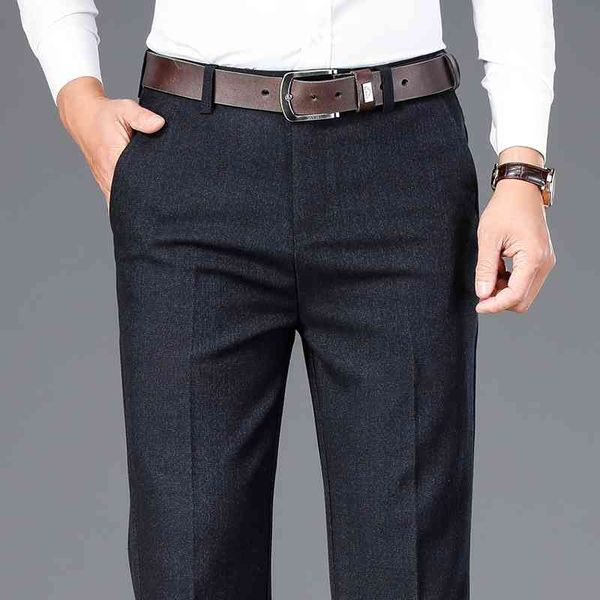 

autumn new men's business straight loose casual pants classic style black stretch pants male brand clothes 210406
