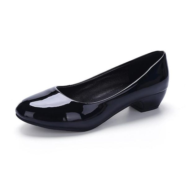 

dress shoes corporis 2021 woman round toe shallow med heels casual ladies work solid colors simple women, Black