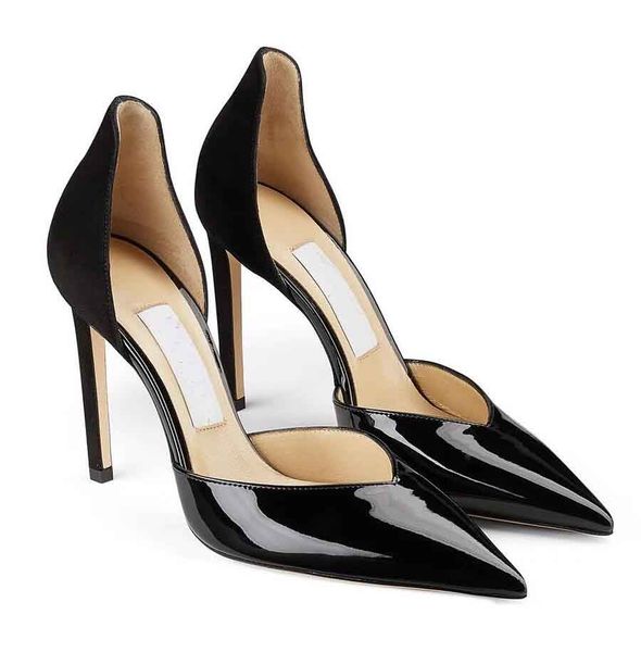 

women beanne pumps pointed toe women's shoes ladies sandals pump slip on high heels patent leather stiletto heel with box,eu43, Black