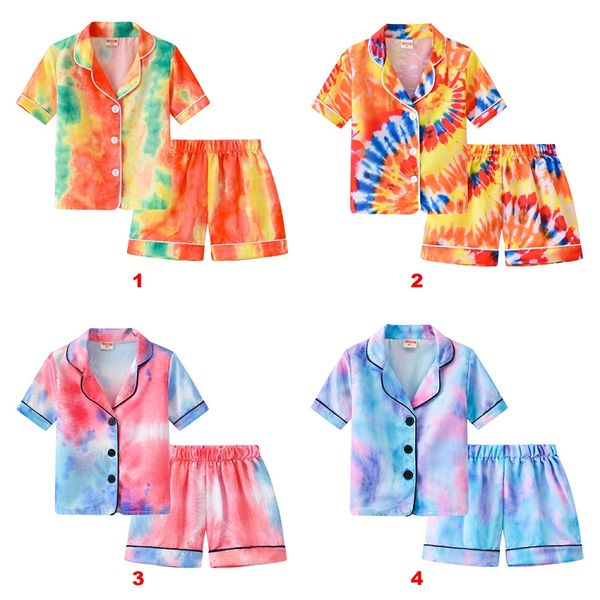 Conjuntos de roupas para crianças meninas meninos tie tintura pijama roupas crianças gradiente tops + shorts 2 pçs / set verão nightgown boutique roupas m3504