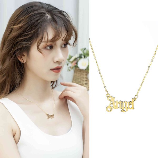 

versatile female stainless steel angel babygirl baby girl clavicle chain, Silver