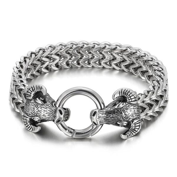 

charm bracelets vintage bracelet zodiac cattle pulseras stainless steel chain animal wrist for men jewelry accessory boyfriend gifts, Golden;silver