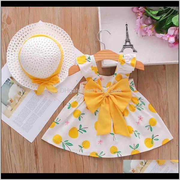 

clothing baby, kids & maternityfashion girl dress with sun hat outfits summer sleeveless fruit print dresses for children baby clothes 1 2 3, Red;yellow