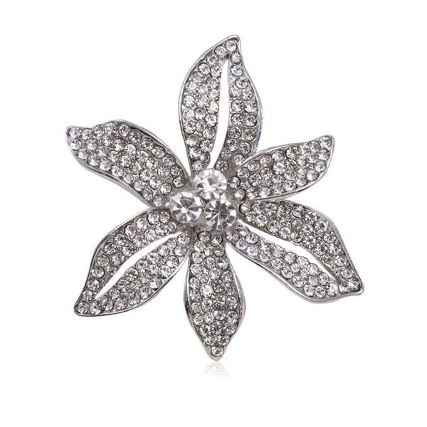 

pins, brooches crystal rhinestone brooch flower for coat wedding dress accessories elegant jewelry decoration, Gray