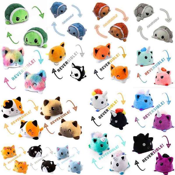 

new reversible cat cartoon flip unicorn turtle plush toy