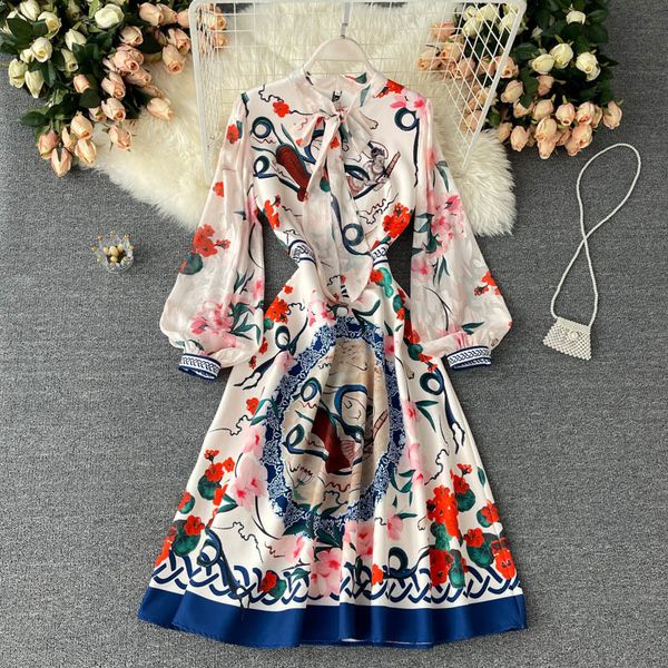 

casual dresses dresses, ladies high-end women's noble temperament, elegant printed puff sleeve dress xagp, Black;gray
