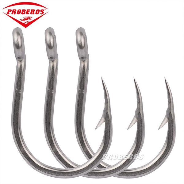 

fishing hooks proberos 5pcs sea fishhook jig barbed big circle carp hook high carbon steel bass catfish fish tackle