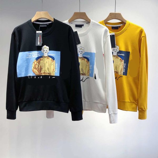 

design clothing 87859 home printed letter embroidered round neck sweater long sleeve terry quality pullover qingdao, Black