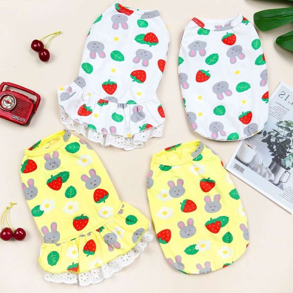 

cat dog clothing pet skirt spring summer 21 strawberry rabbit vest h