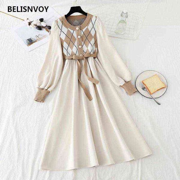 

women patchwork knitted dress spring casual o neck long sleeve a-line dress single-breasted sweater dresses bandage vestidos g1214, Black;gray