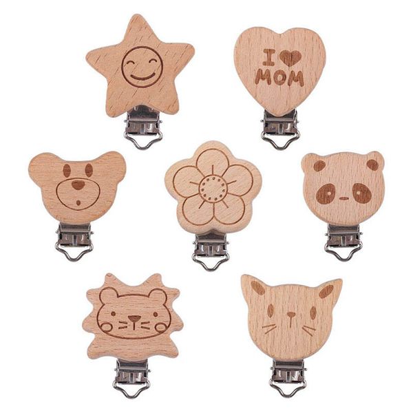 

natural wooden baby pacifiers animal pacifier clips accessories infant feeding cartoon b7964