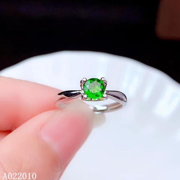 

cluster rings kjjeaxcmy fine jewelry 925 sterling silver inlaid natural gemstone diopside fashion woman's ring support test selling, Golden;silver