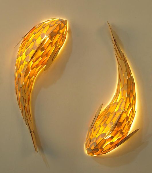 

wall lamp whale japanese style solid wood dolphin ceiling asian restaurant pot shop carp fish decorative
