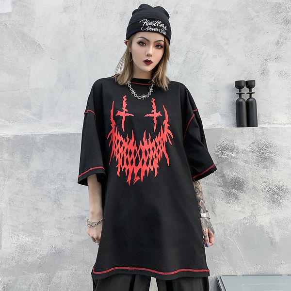 

gothic oversized streetwear tshirt sloth summer clothes punk skull graphic tees t shirt women 2021 fashion clothing trend, White