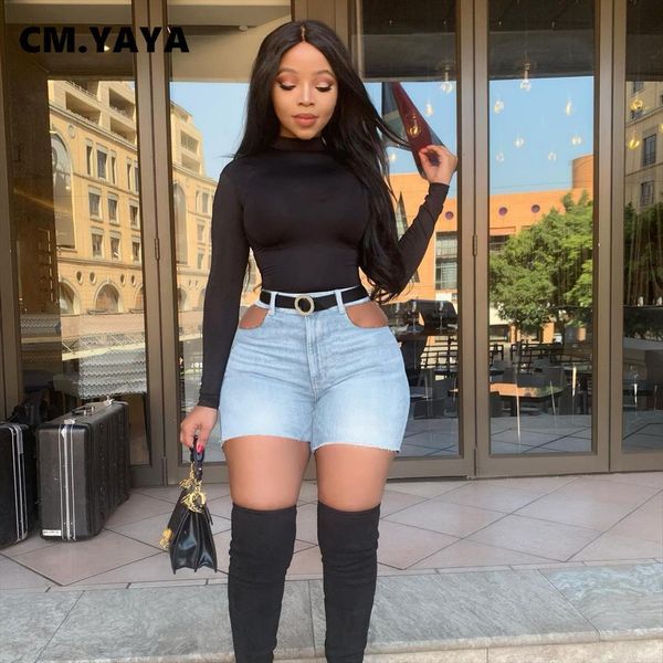 

solid hollow out mid waist women jeans stechy skinny straight denim shorts fashion streetwear summer, Blue