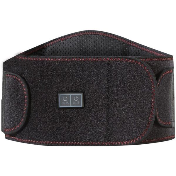 

electric rest temperature adjust home usb rechargeable soft waist belt breathable vibration heating far infrared pain relieve support, Black;gray