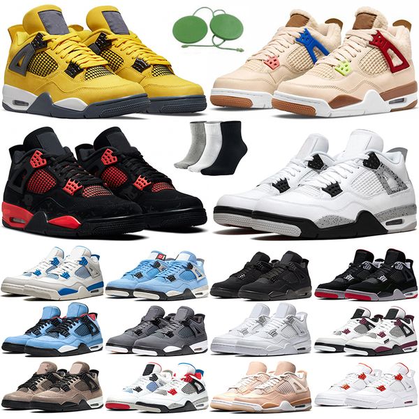 

jumpman 4s 4 lightning red thunder basketball shoes white oreo university blue bred pure money black cat cool grey what the sports sneakers