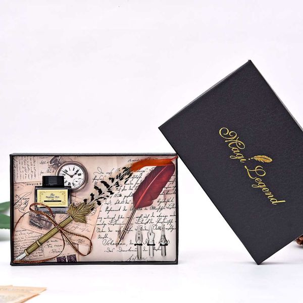 

creative feather pen signature dipped in fountain ink gift