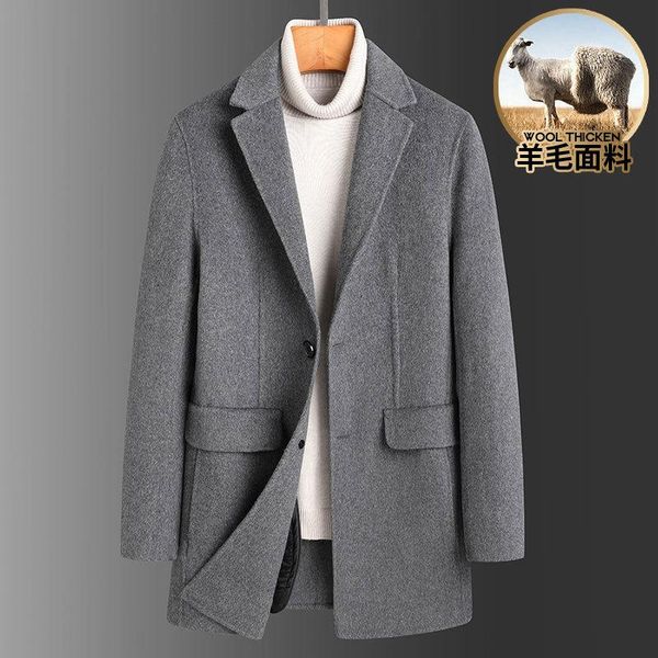 

men's wool & blends arrival fashion autumn winter double sided tweed coat men long casual single breasted overcoat plus size m l  2xl, Black