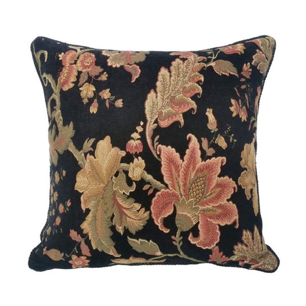 

cushion/decorative pillow deluxe american sytle floral black wine chenille rope pipping throw case soft heavy cushion cover 45 x 45cm sell b