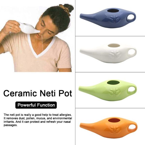 

ml allergy nose cleaning equipment portable neti wash ceramic pot washing kit for outdoor hiking sinus rhinitis accessories