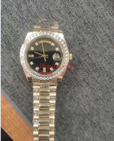 

luxury watches 40mm 218348 228348 diamond bezel 18k yellow gold steel bracelet sapphire asia 2813 mechanical classic mens watch waterproof r, Slivery;brown