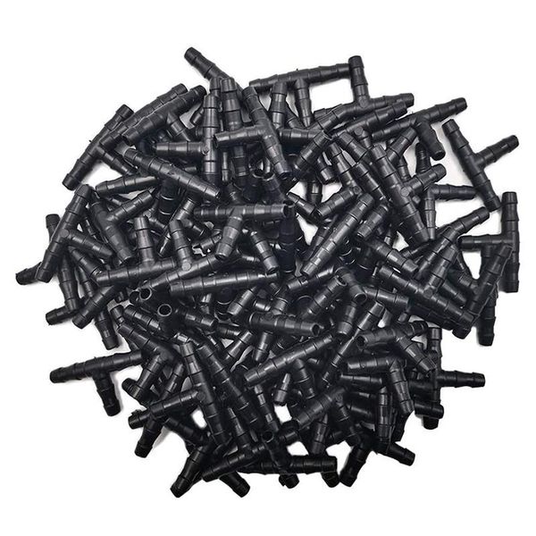 

200pcs 1/4 inch universal barbed tee fittings, drip irrigation connectors for water hose watering equipments