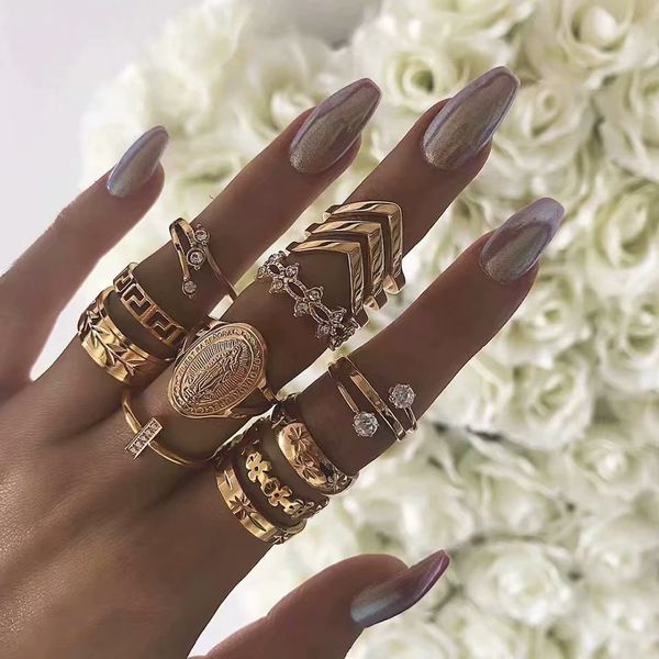 

fashion ladies gold finger ring set for women wholesale n96243, Silver