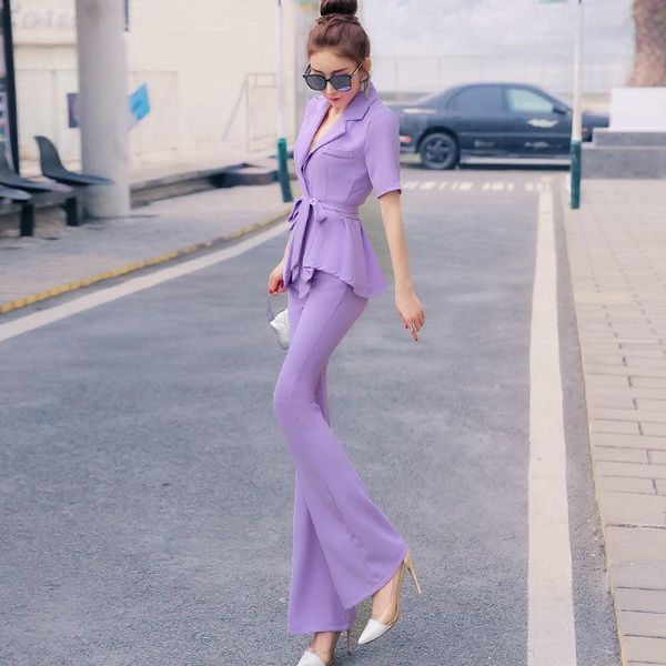 

women's two piece pants women 2021 summer sets outfits female short sleeve casual and suits elegant office ol style b30, White