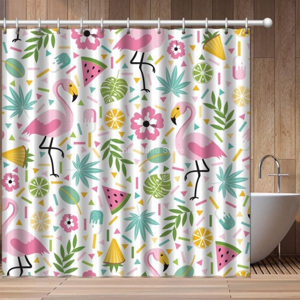 

shower curtains cartoon green pink flamingo cute 3d print animal curtain bathroom set with waterproof hook bath kids african fun