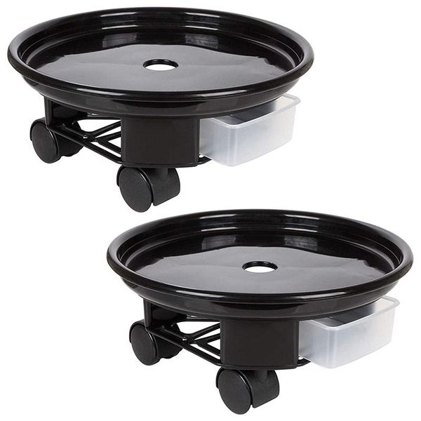 

black plant saucer, pallet caddy with easy moving caster wheels, flower pot, pot saucer planters & pots
