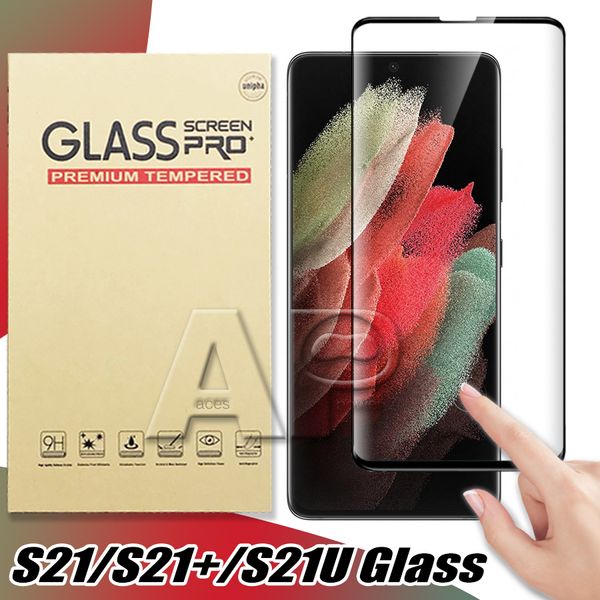 Kleber-Displayschutzfolien aus gehärtetem Glas für Samsung Galaxy S23 S22 S21 S20 Ultra Note 10 9 8 Plus S10 S9 S8 S7 Edge, kein Paket