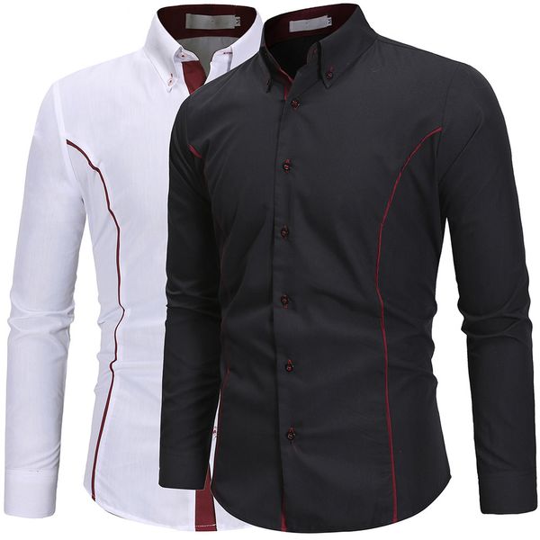 

men's casual shirts spring and autumn european american slim tailored striped long-sleeved 3348 2nua, White;black