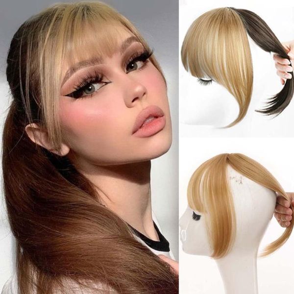 Parrucche sintetiche HOUYAN Bangs Wig Piece Natural 3D French Li Luhua Black Replacement Two-color Block Fake