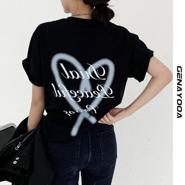 

genayooa streetwear korean print women's t-shirt summer harajuku tshirt short sleeve women clothes tee shirt femme 210417, White