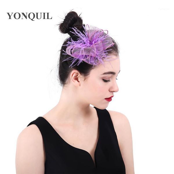 

light purple sinamay yarn bride headwear wedding ladies fascinator hair accessories elegant marry party headdress clip1