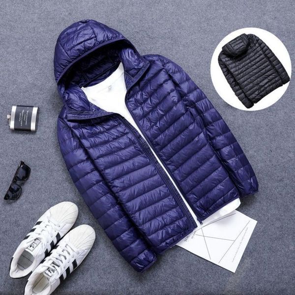 

down 2021 new men's lovers autumn and winter solid down light coat cotton et, Black