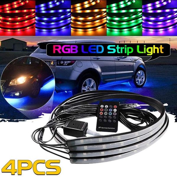 

interior&external lights car decorative light bar 4pcs remote control voice colorful chassis ambient