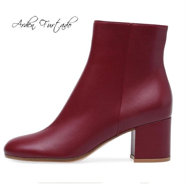 

boots arden furtado fashion women's shoes winter square toe chunky heels zipper elegant ladies matin grey blue white booties 45, Black