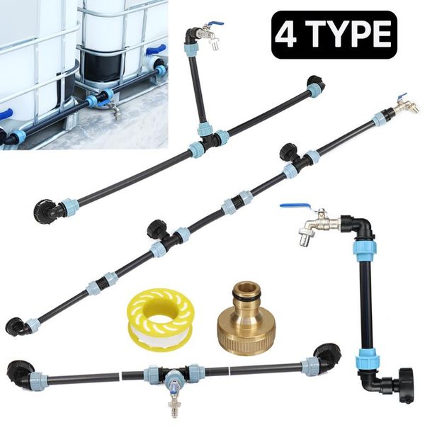 

watering equipments ibc tank tap adapter polyethylene thread faucet with 1 tube and 2 curved connectors drain set
