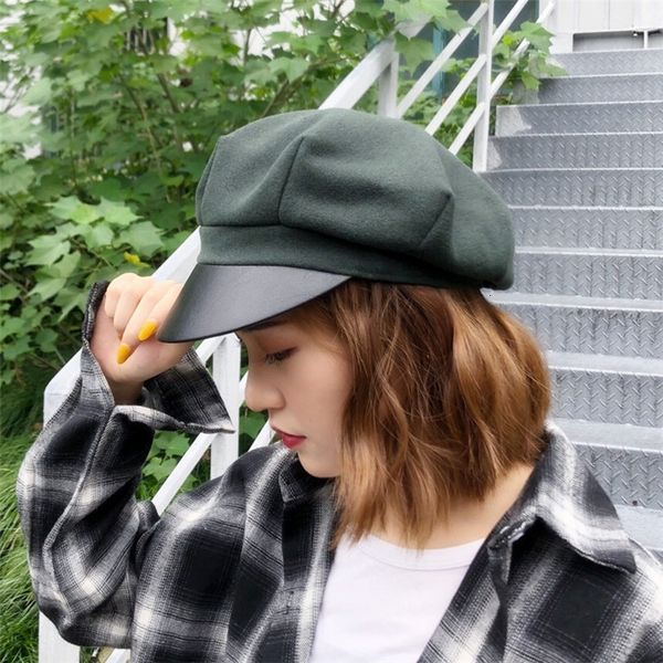 

winter hat new french beret tweed navy hat women's baseball cap versatile cap, Blue;gray