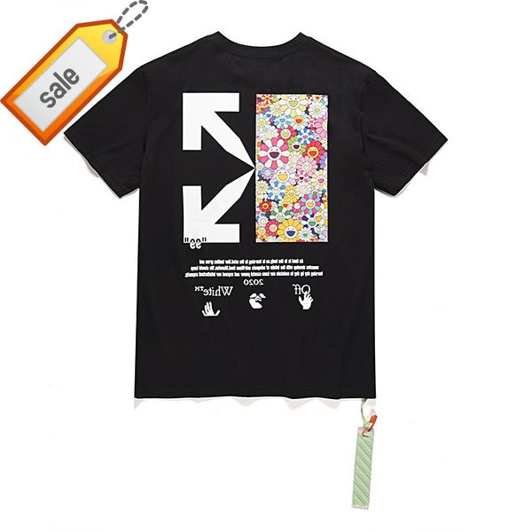 

little tide white brand off daisy sunflstyleer mosaic arrstyle half sleeve men's and women's couple's short sleeve t-shirt, White;black