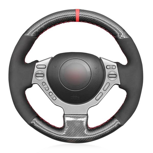 

steering wheel covers carbon fiber suede red marker car cover for gtr gt-r (nismo) 2008 2009 2010 2011 2012 2013 2014 2021